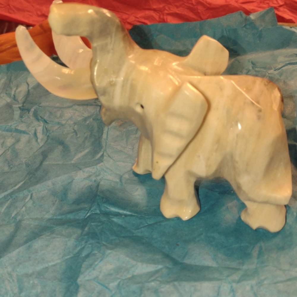 Handcrafted solid 4-in marble elephant